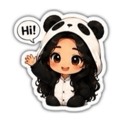 Cute Baby Panda Girl Greetings (ENG)