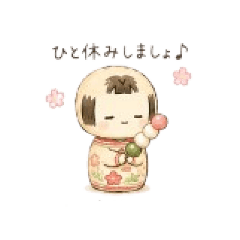 japanese seasons with kokeshi doll