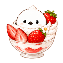 Strawberry Long-tailed Tit Stickers