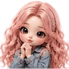 ピンクヘアーギャルスタンプ12(デニム)