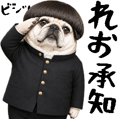 れおが使いやすい！パグ男子学生スタンプ