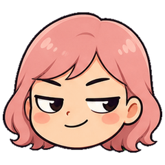 Wajah Wanita Rambut Pink Lucu