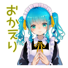 Blue Hair Maid Greeting Stickers