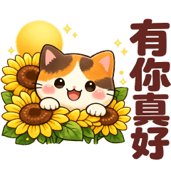 Cute calico cat -- practical greetings