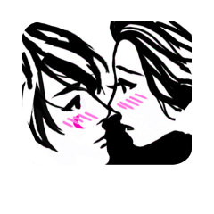 Black White Kissing Love - Ver 1