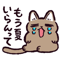 夏と戦うネコ