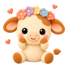 Fluffy Baby Calf Daily Stickers