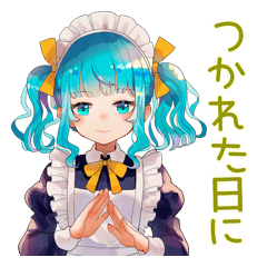 Blue-Haired Maid Care Stickers