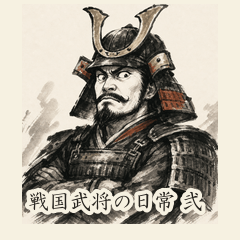 戦国武将の日常 弐 墨絵風スタンプ