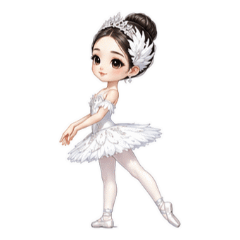 Graceful White Swan Ballerina Poses A