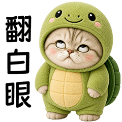 Chubby cute cat in Turtlet outfit [TW]