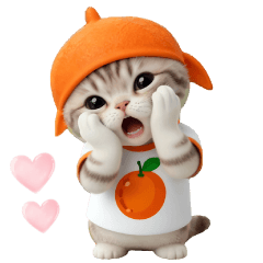 cute mikan cap cat pop up sticker
