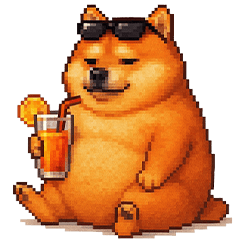 Pixel art suntan fat shiba dog