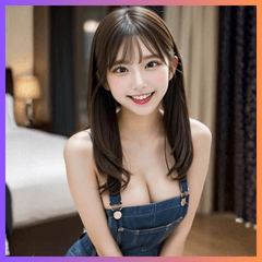 【BIG】オーバーオールだけを着た美女