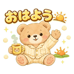 くまのもっふるの家族に使えるスタンプ