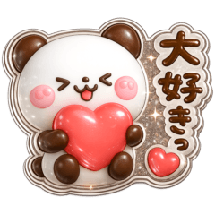 Heart corocoro panda sticker