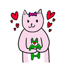 kerosuke the frog and coco the pink cat