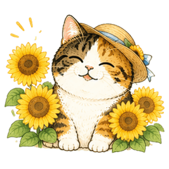 Japan Summer Calico Cat Sticker