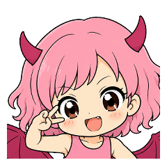 Chibi Devil Sticker Set with Upbeat Text