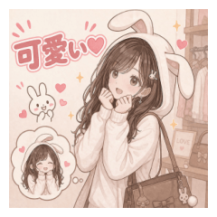 A cute girl with rabbit ears.