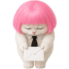 White Cat Bob Pink Working (No Text)