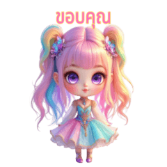 Rainbow-colored hair, short hair (Thai)