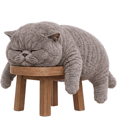 Grey Cat Lazy (No Text)