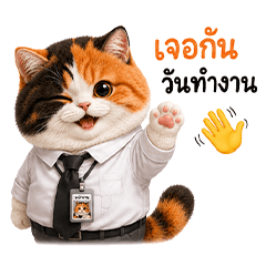A calico cat on a workday
