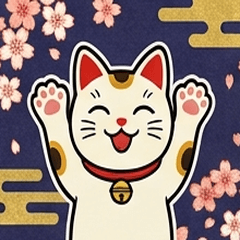 日系招財貓手勢貼圖