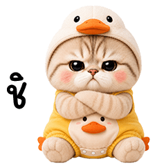 Chubby cute cat in Goose Hat