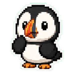 ツノメドリドット絵1