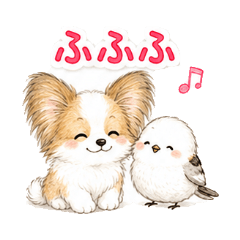 悠閒日常蝴蝶犬與銀喉長尾山雀