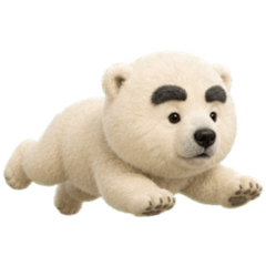 A polar bear with bushy eyebrows