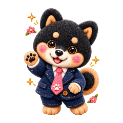 Fluffy Black Shiba Work Stickers