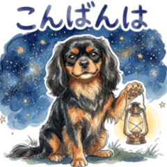 A polite Cavalier(Black & Tan) sticker.