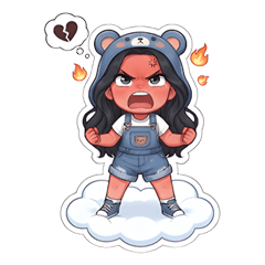 Young Girl in Denim Overalls V.3