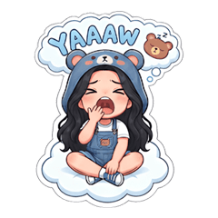 Young Girl in Denim Overalls V.4