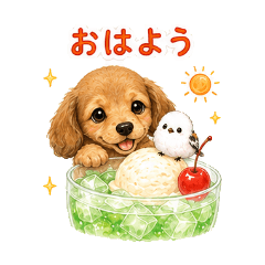 冰涼甜點迷你臘腸犬與銀喉長尾山雀