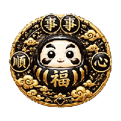 Fortune Daruma Badges Bring Blessings
