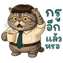 แมวลายสลิด การ์ตูน ทำงาน