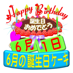 June birthday cake Sticker-003