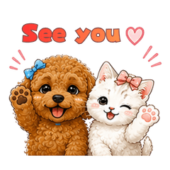 Cute ToyPoodle & Kitten Stickers english