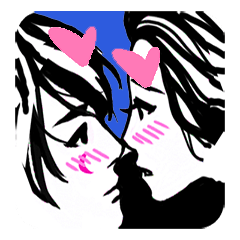 Black White Kissing Love - Animated 1