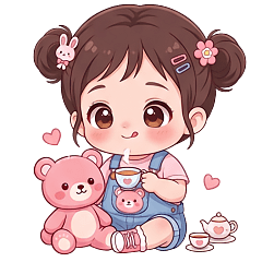 Cute Bun Hairstyle Girl Stickers