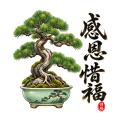長輩問候圖，松韻盆景篇｜平安健康吉祥祝福
