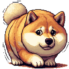 Pixel art worrier fat shiba dog