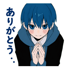 Gentle Blue-Haired Boy Stickers