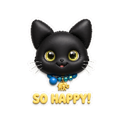Cute black cat with English text.