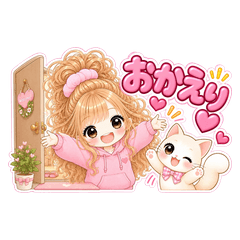 Cute Girl & Cat - Everyday Stickers
