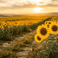 Sunflower Postcard at Dusk